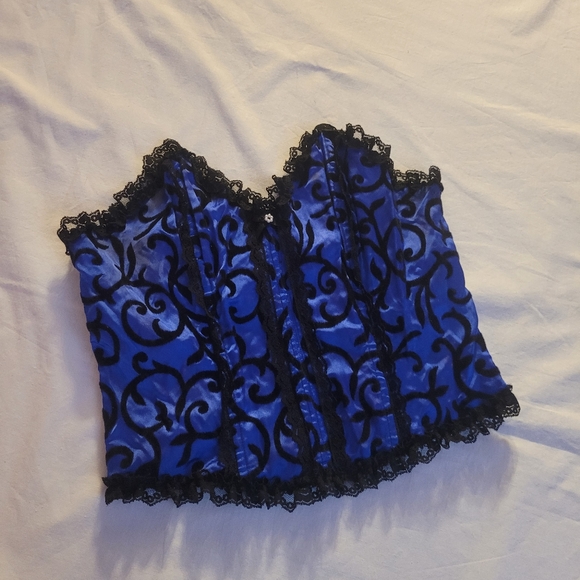 BLUE BLACK BUSTIER BRA, SIZE L - Picture 6 of 11